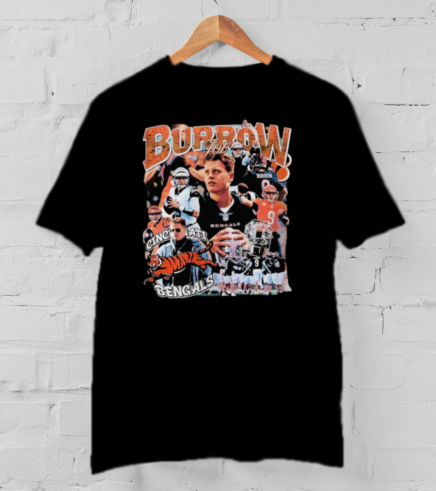 Joe Burrow Cincinnati Bengals Quarterback Collage Tiger Team Spirit T-Shirt