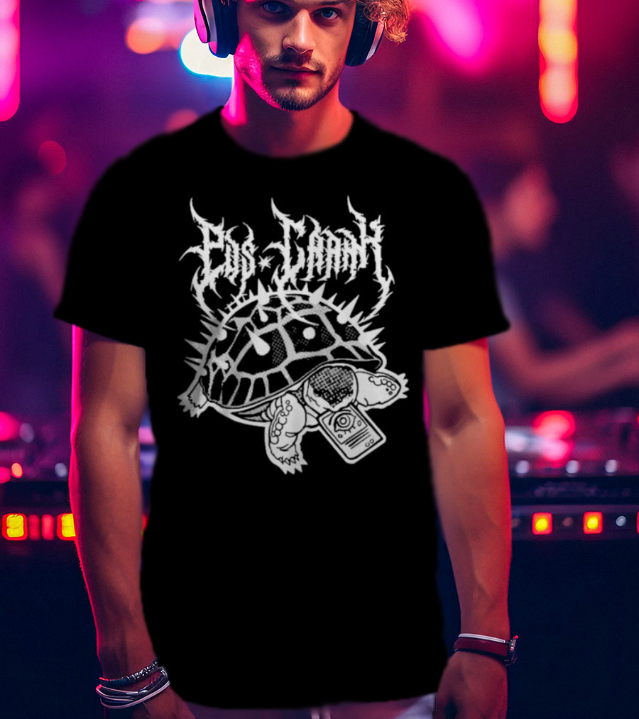 Pus Cran Heavy Metal Turtle With Spiky Shell And Saw Blade T-Shirt