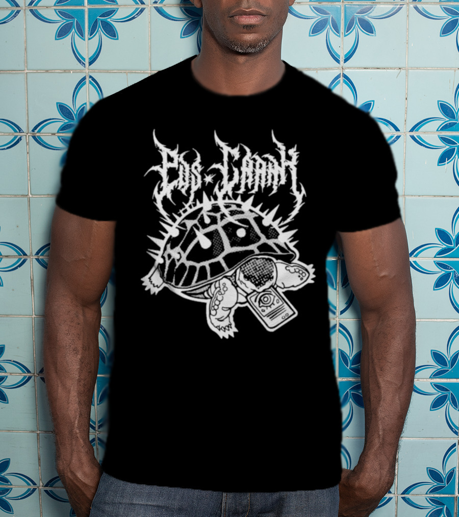 Pus Cran Heavy Metal Turtle With Spiky Shell And Saw Blade T-Shirt