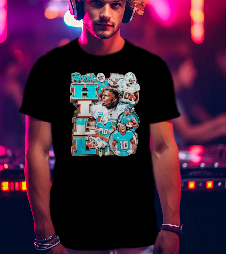Tyreek Hill Miami Dolphins Football Player Collage T-Shirt