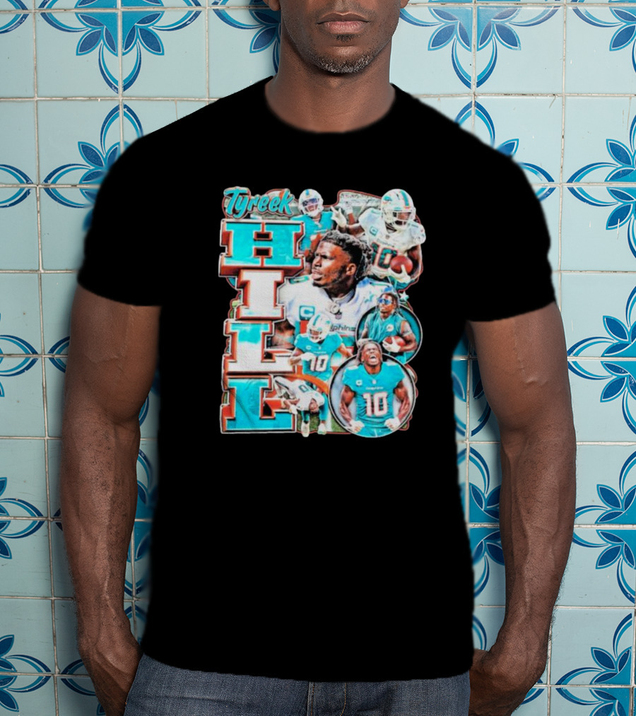 Tyreek Hill Miami Dolphins Football Player Collage T-Shirt