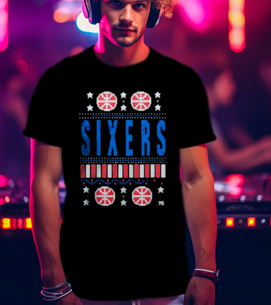 Philadelphia 76ers Sixers Holiday Basketball Stars T-Shirt