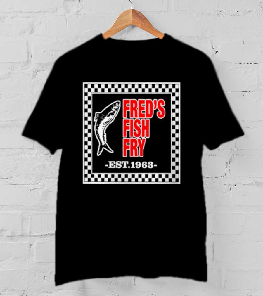 FRED'S FISH FRY EST. 1963 Checkered Border T-Shirt