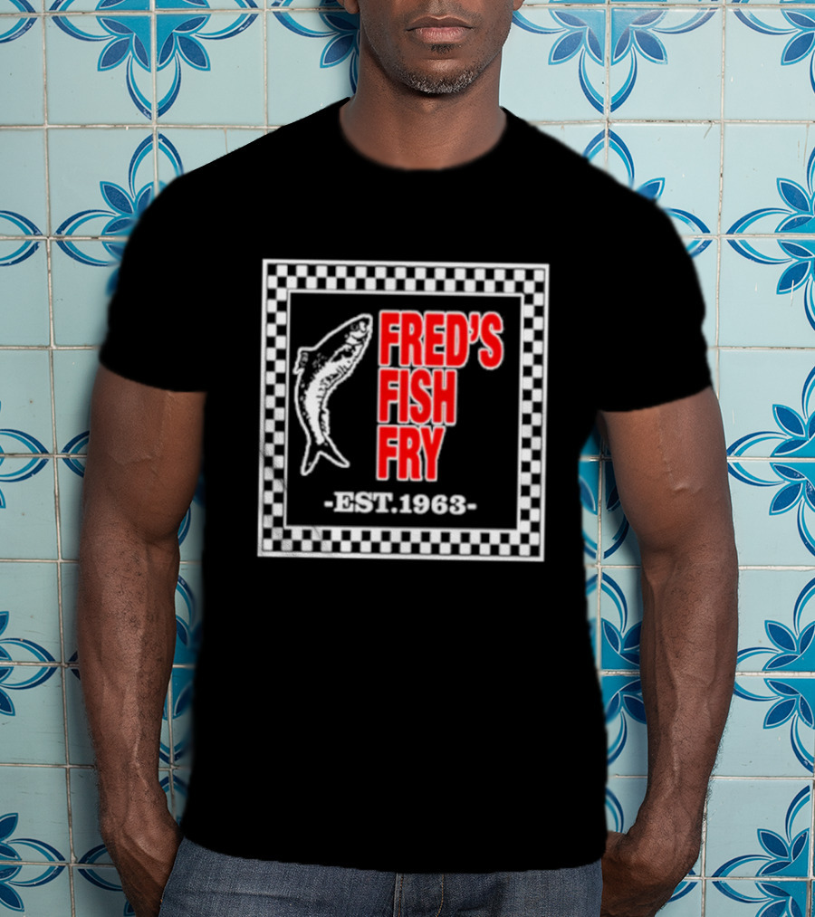 FRED'S FISH FRY EST. 1963 Checkered Border T-Shirt