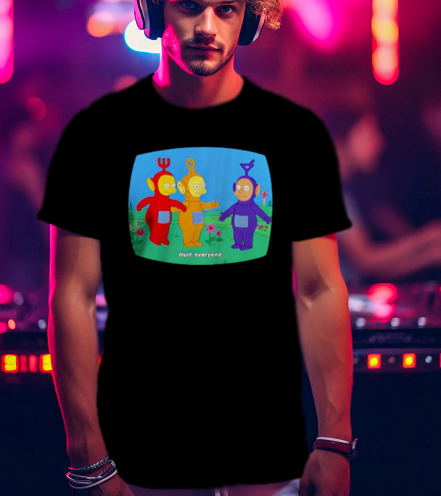 Teletubbies Meet The Simpsons Hurt Everyone Scene T-Shirt