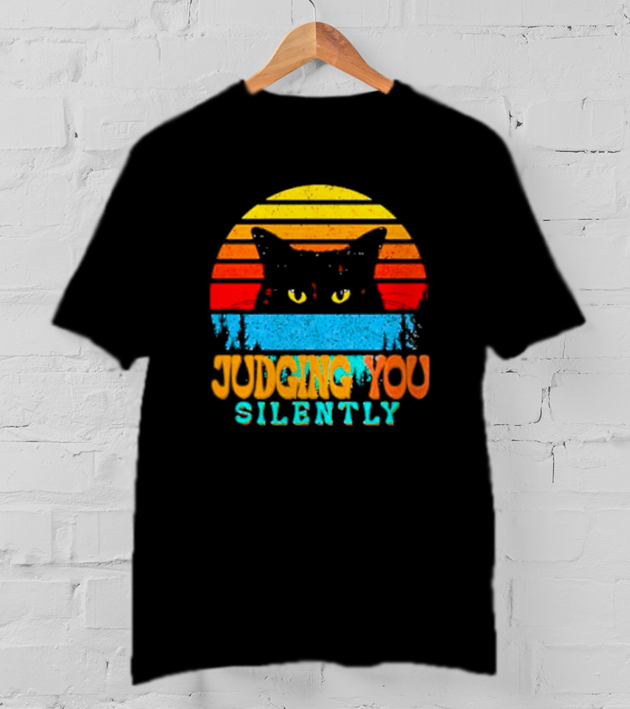 Judging You Silently Black Cat Vintage T-Shirt