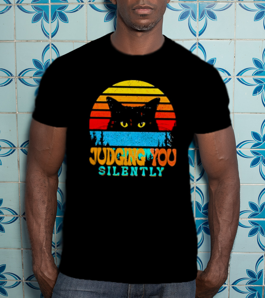 Judging You Silently Black Cat Vintage T-Shirt