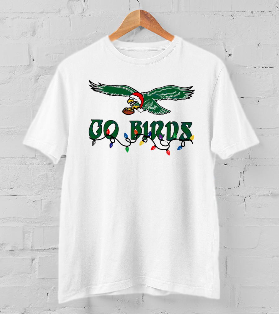 Christmas Philly Eagles Santa Go Birds Holiday Lights T-Shirt