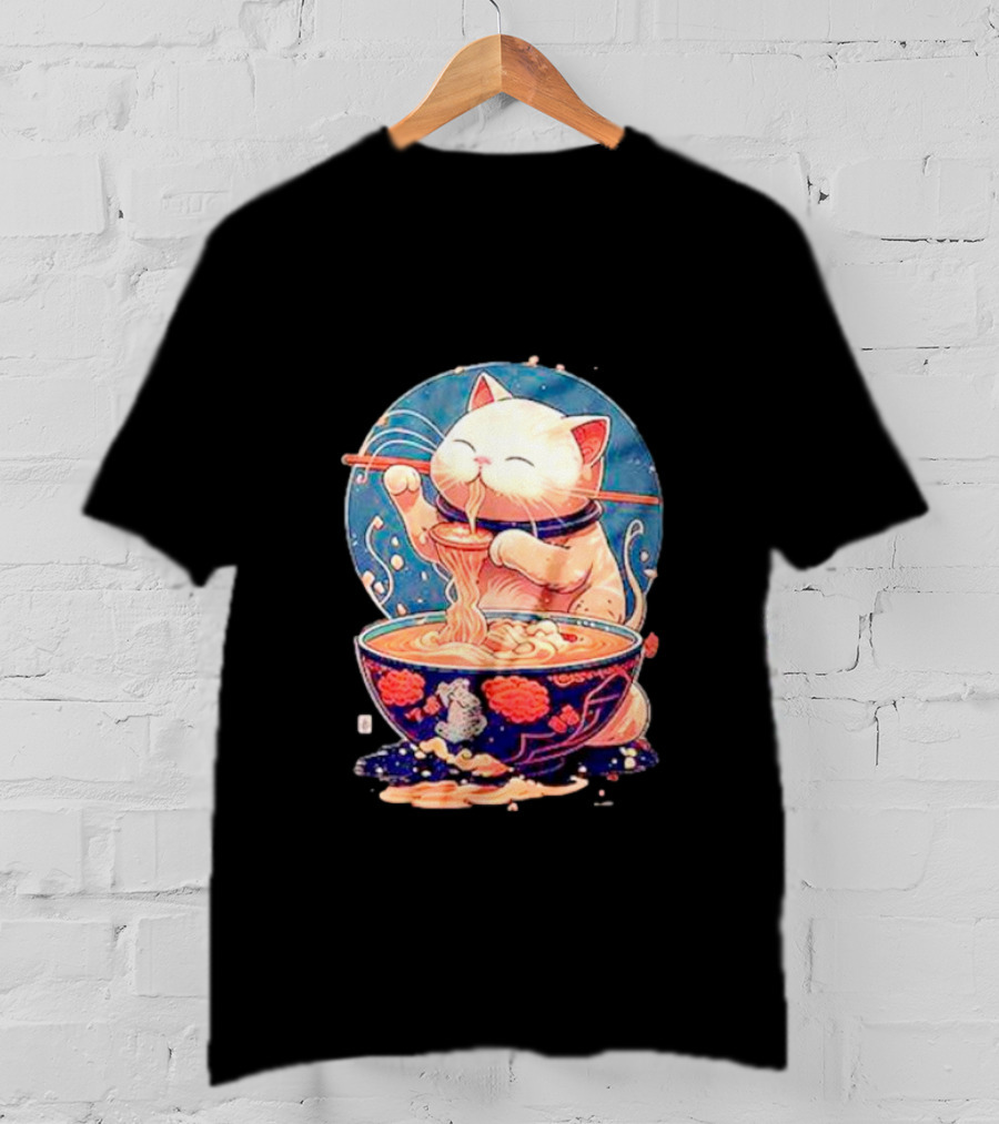 Kawaii Cat Noodle Delight Ramen Bowl T-Shirt