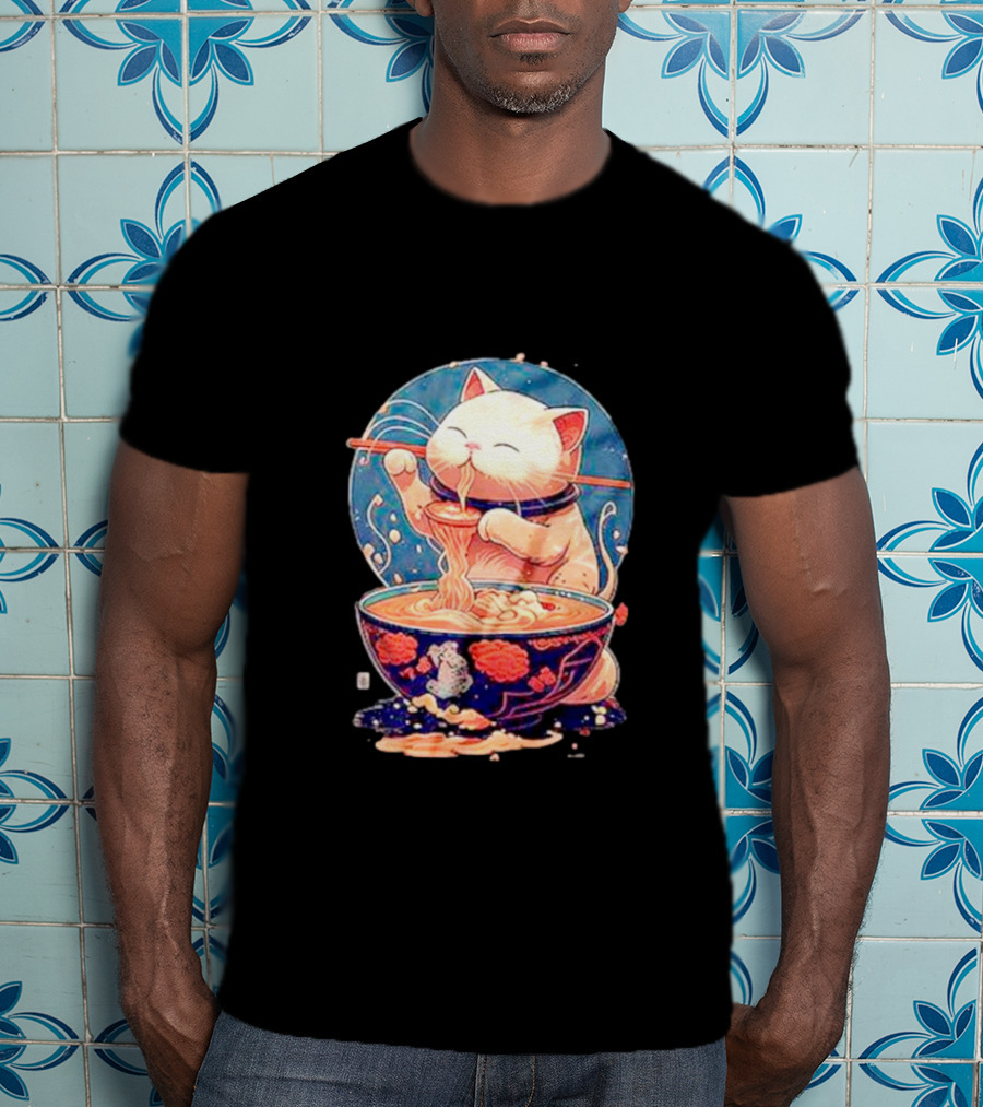 Kawaii Cat Noodle Delight Ramen Bowl T-Shirt