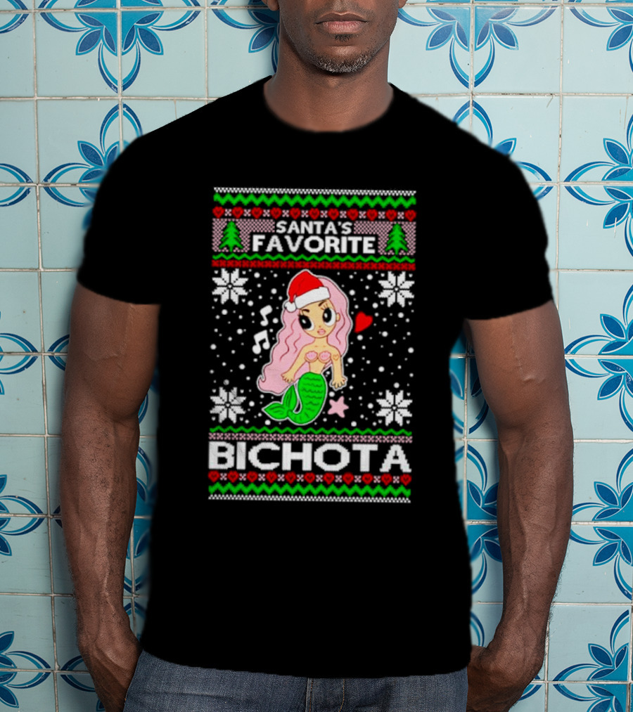Santa's Favorite Bichota Mermaid Christmas T-Shirt