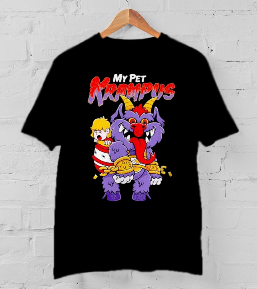 My Pet Krampus Captured Child With Chains And Horned Beast T-Shirt