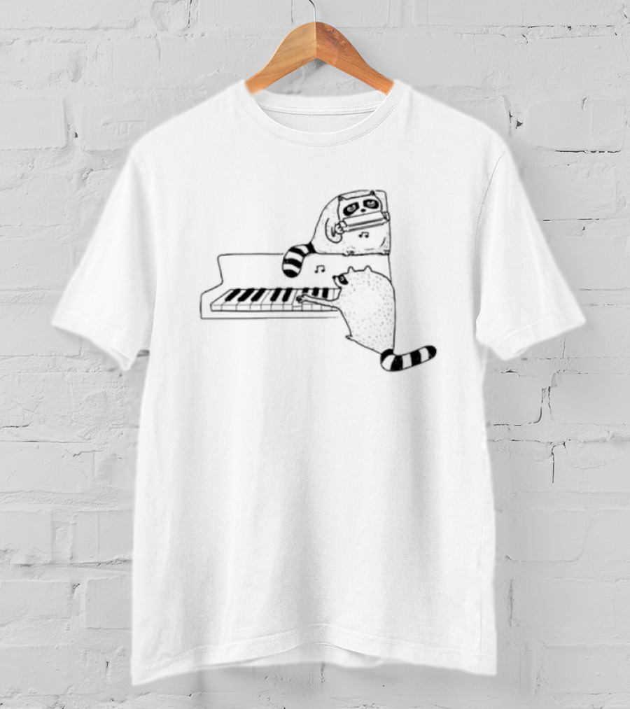 New York Nocturnal Musicians With Raccoons Playing Piano T-Shirt