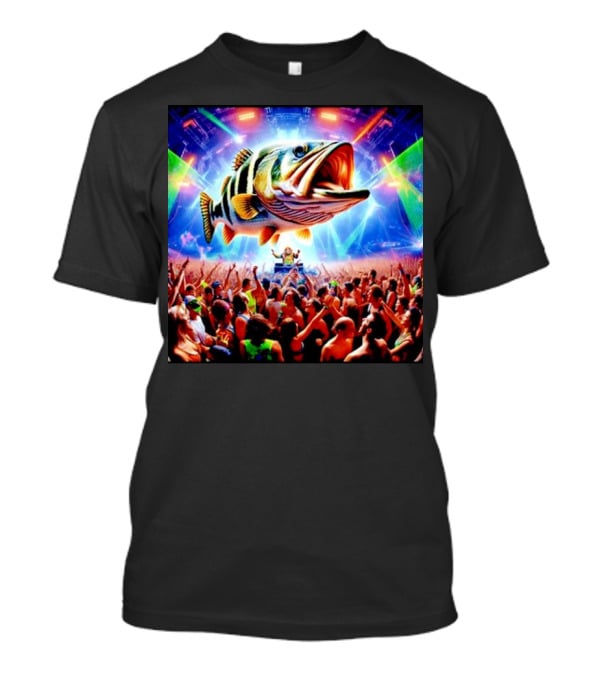 When The Bass Drops With Giant Fish Over Rave Crowd T-Shirt