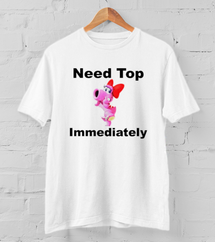 Need Top Immediately Birdo Character With Red Bow T-Shirt