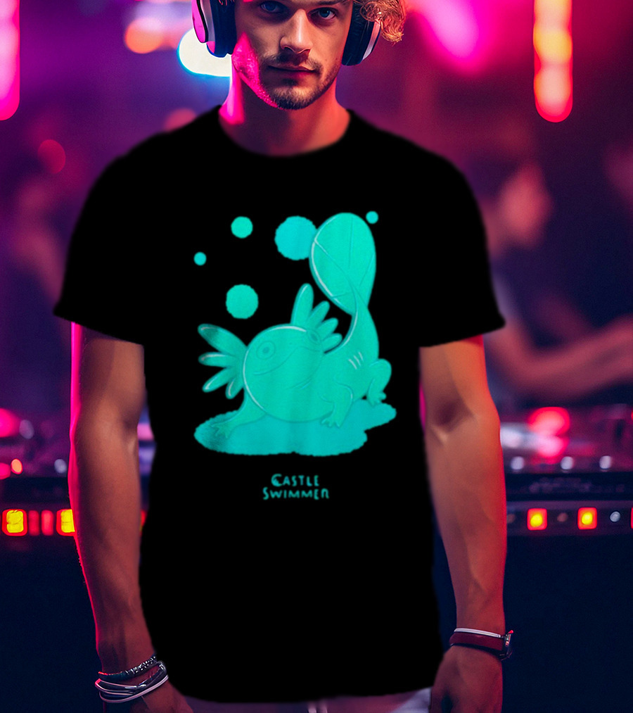 Castle Swimmer Glowing Axolotl Bubbles T-Shirt
