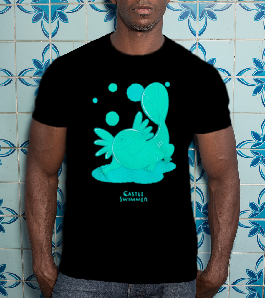 Castle Swimmer Glowing Axolotl Bubbles T-Shirt