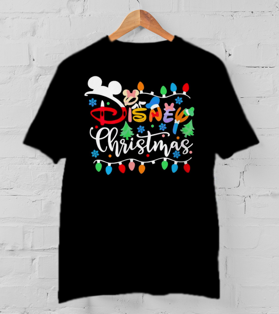 Disney Christmas Lights Festive Icons And Holiday Elements T-Shirt