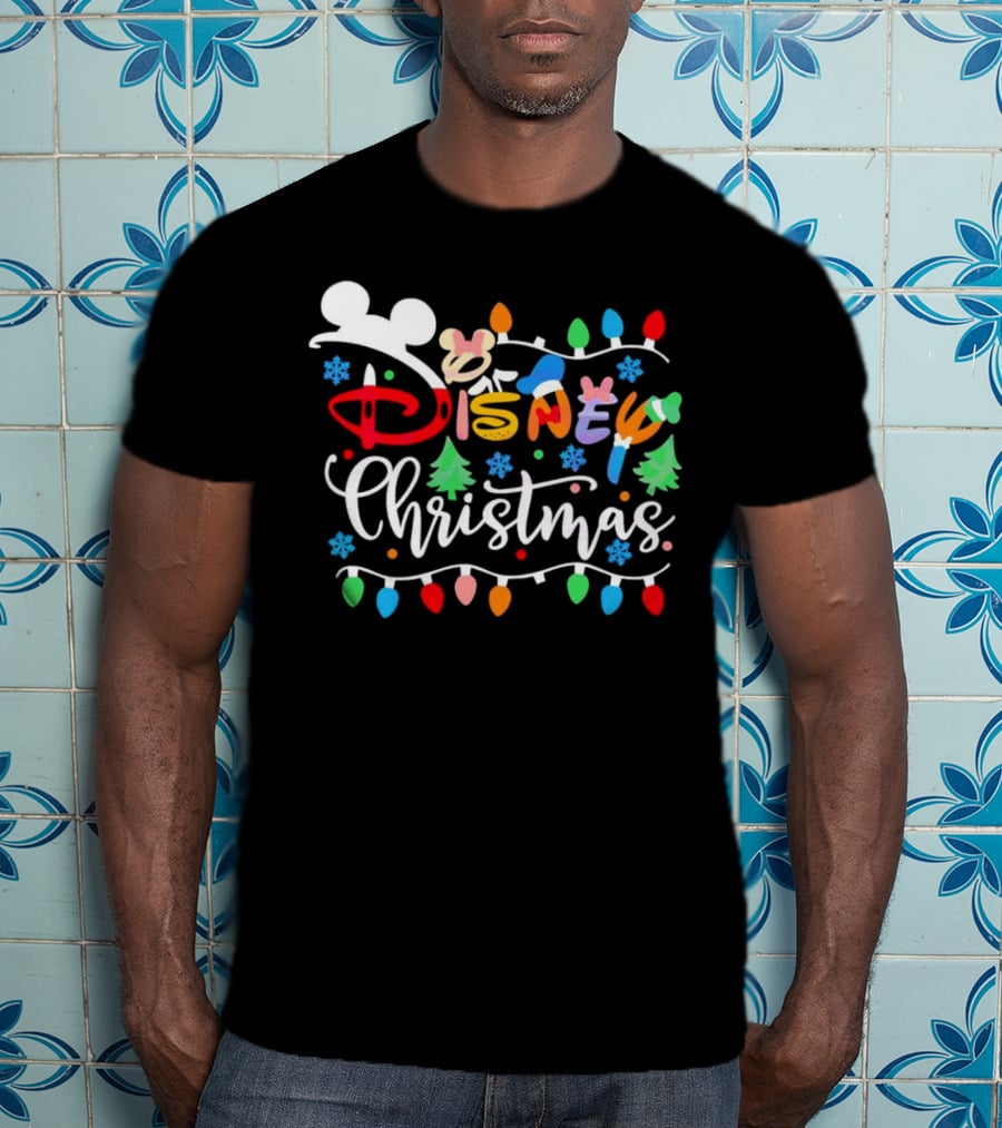 Disney Christmas Lights Festive Icons And Holiday Elements T-Shirt
