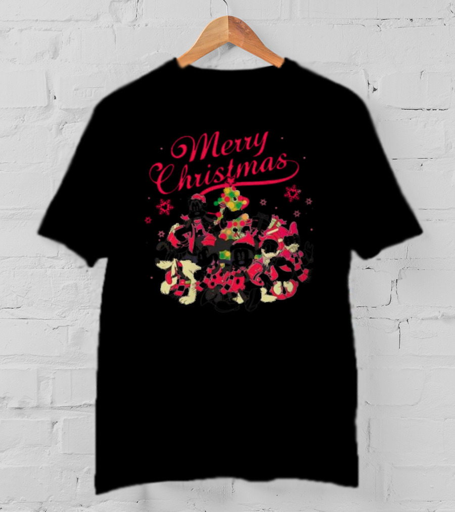 Merry Christmas Disney Characters Christmas Tree Funny Holiday T-Shirt