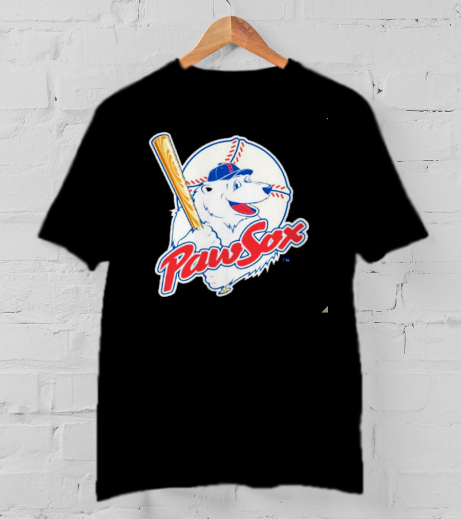 PawSox Polar Bear Baseball Bat Cap Red Socks T-Shirt
