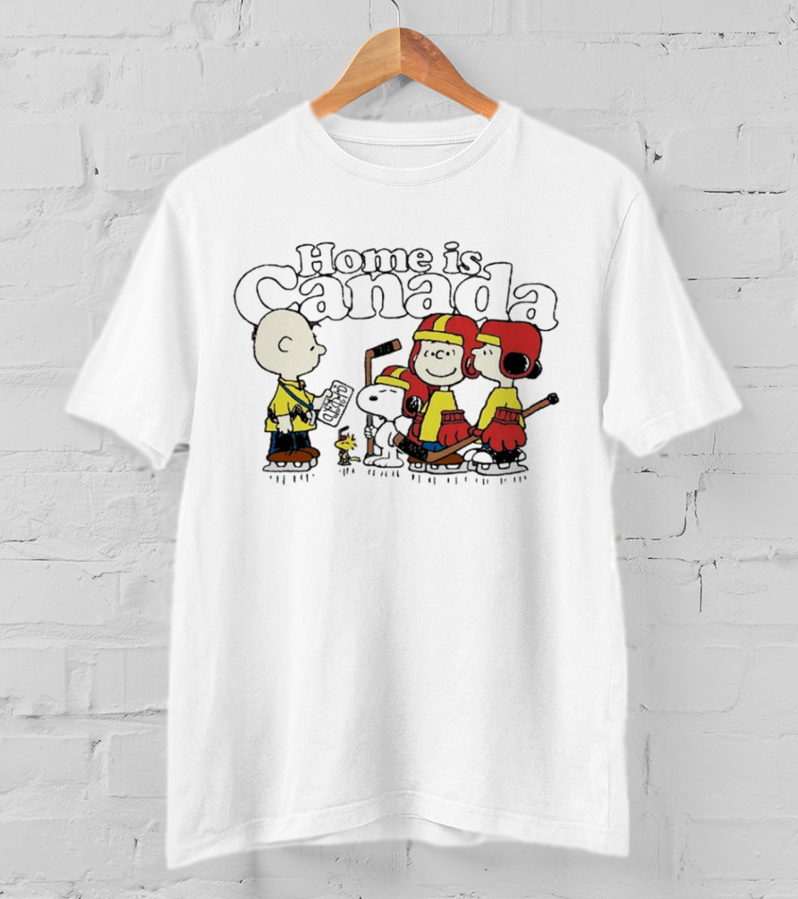 Home Is Canada Peanuts Hockey Charlie Brown Snoopy Canada T-Shirt