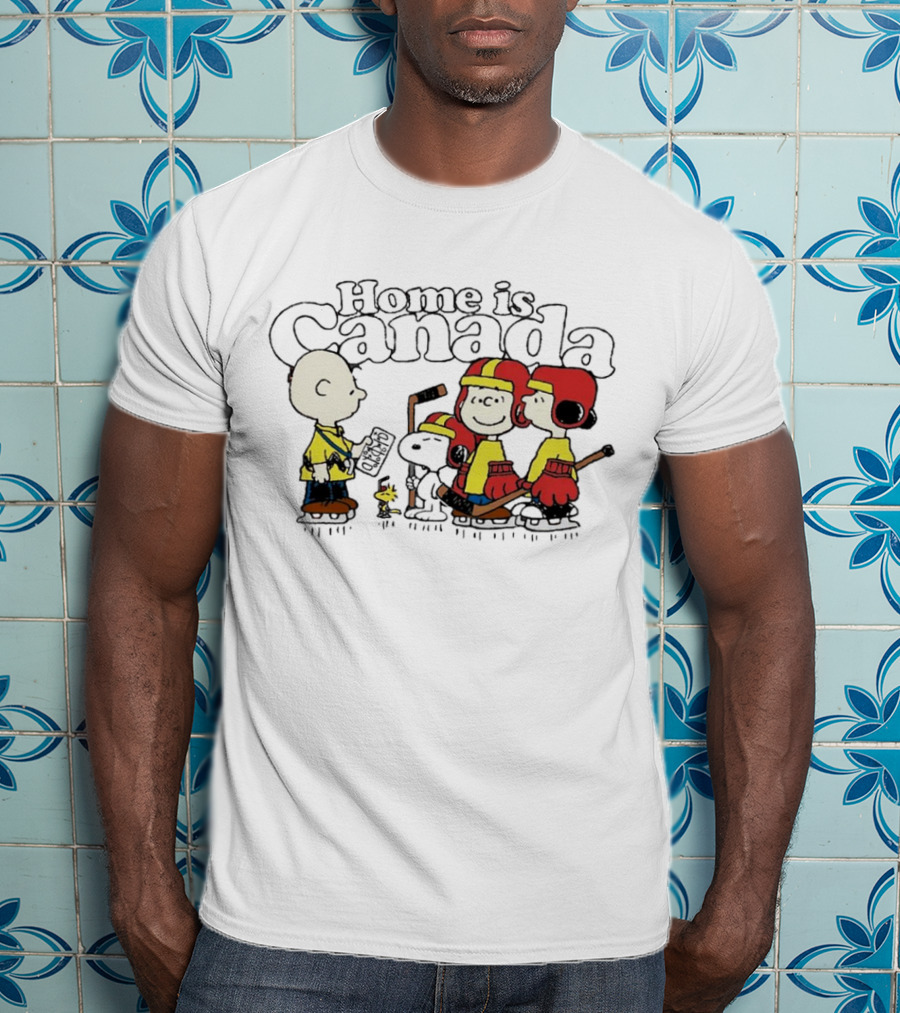 Home Is Canada Peanuts Hockey Charlie Brown Snoopy Canada T-Shirt