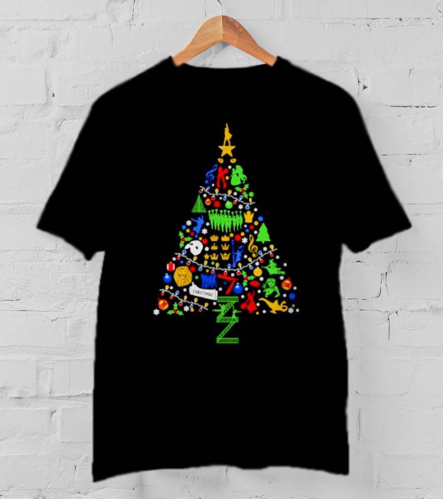 Ultimate Broadway Themed Christmas Tree Colorful Ornament Decorations T-Shirt