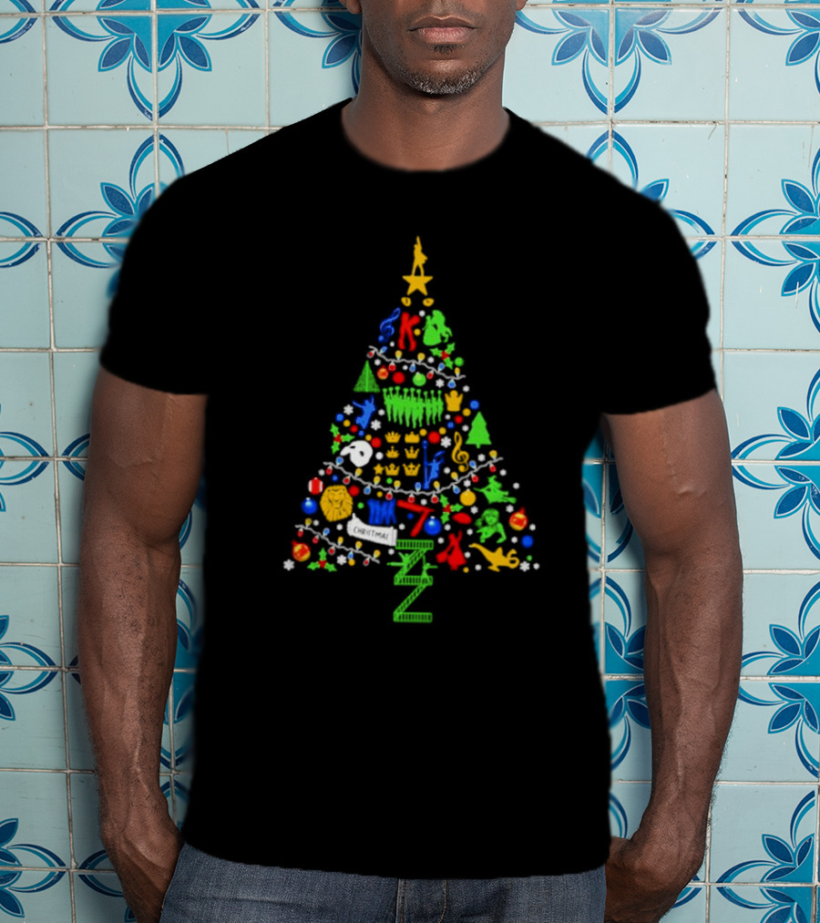 Ultimate Broadway Themed Christmas Tree Colorful Ornament Decorations T-Shirt