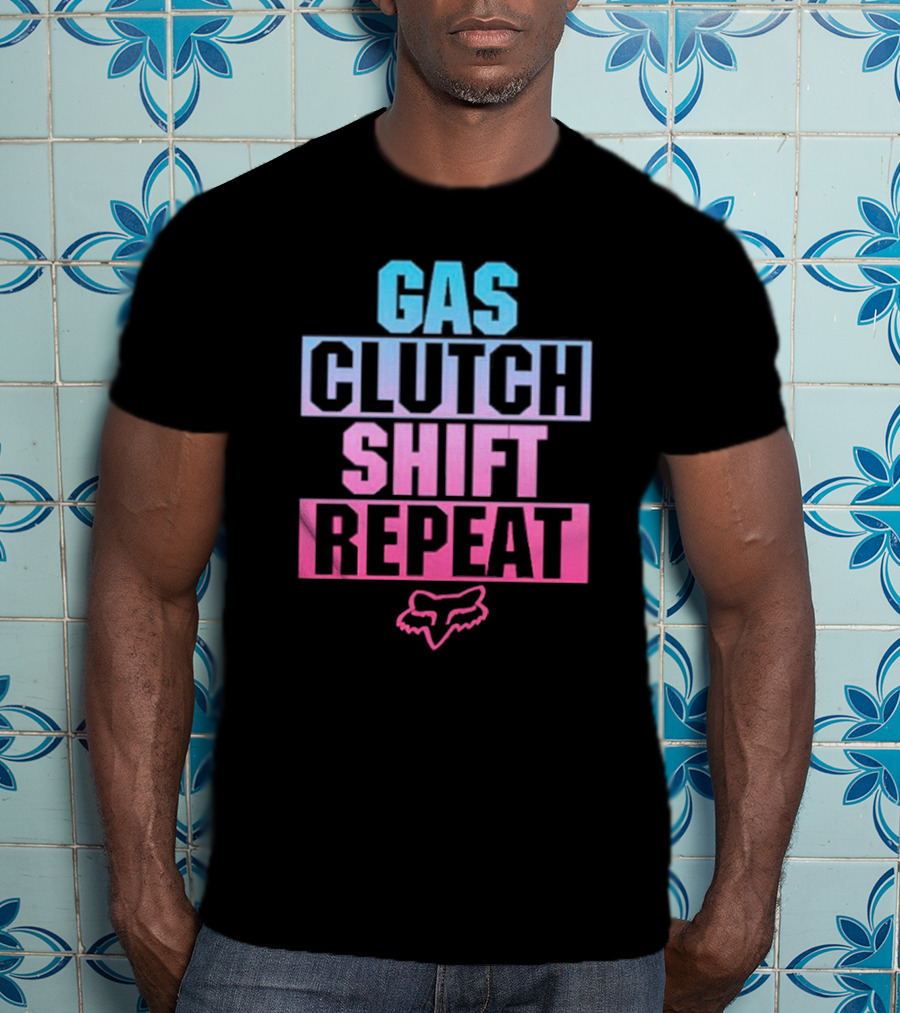 Gas Clutch Shift Repeat Fox Racing Logo T-Shirt