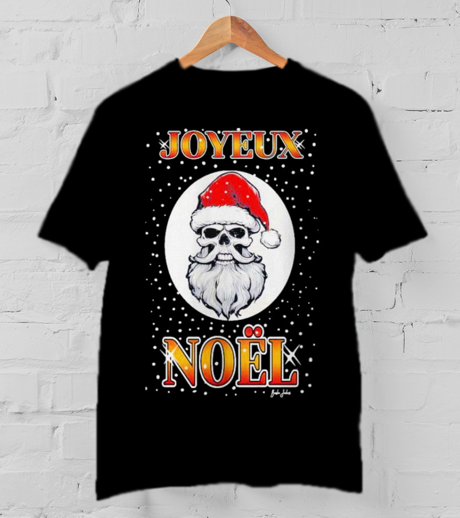 Joyeux Noël Skull Santa Hat Festive T-Shirt