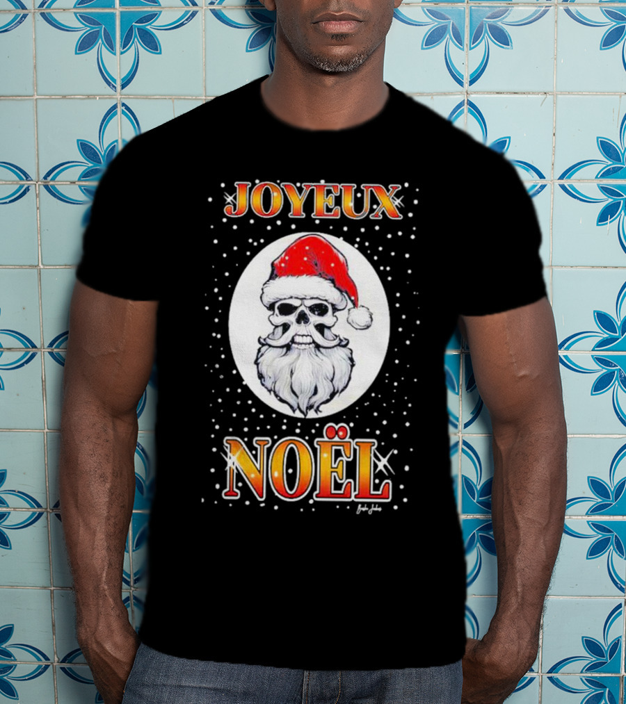 Joyeux Noël Skull Santa Hat Festive T-Shirt