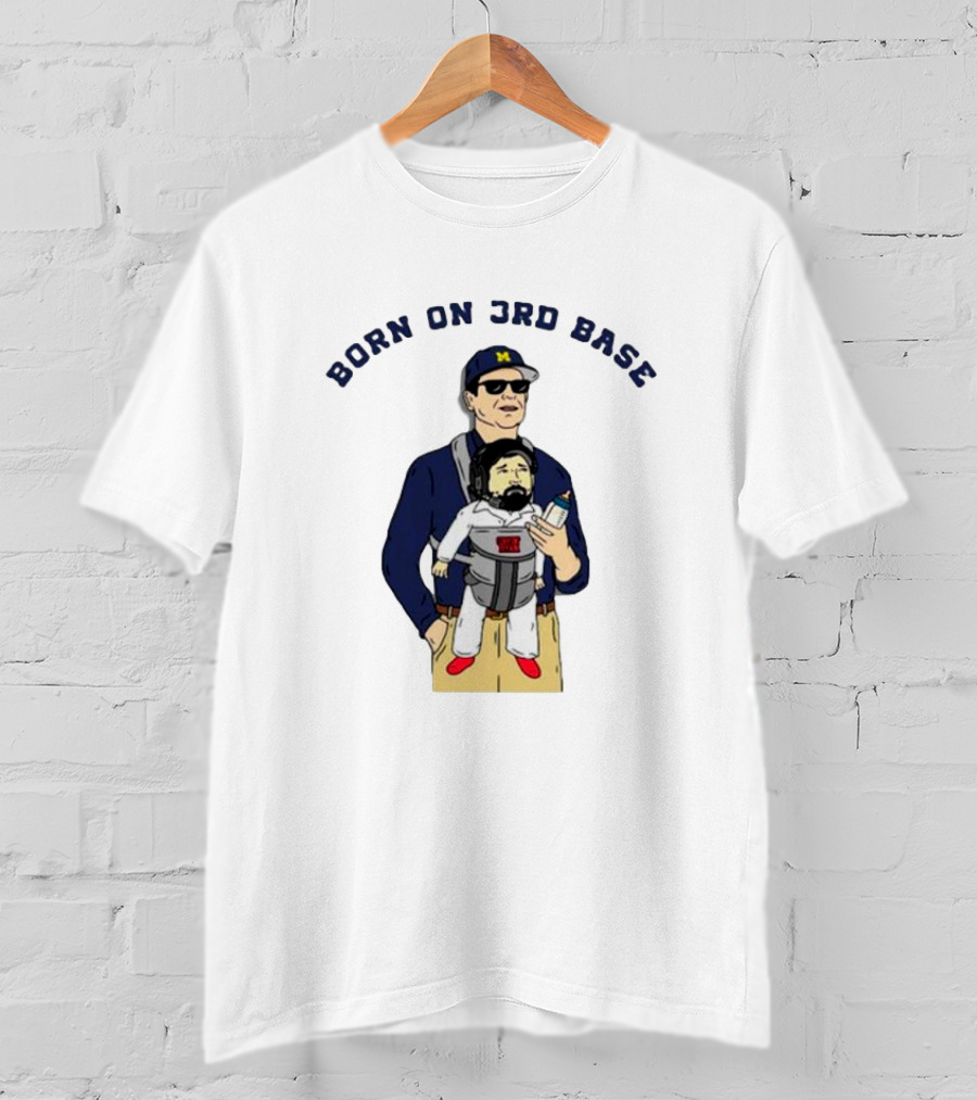 Michigan Wolverines Born On 3rd Base Coach Baby Carrier T-Shirt