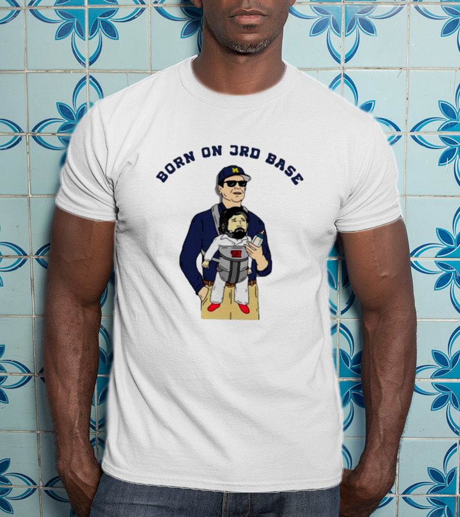Michigan Wolverines Born On 3rd Base Coach Baby Carrier T-Shirt