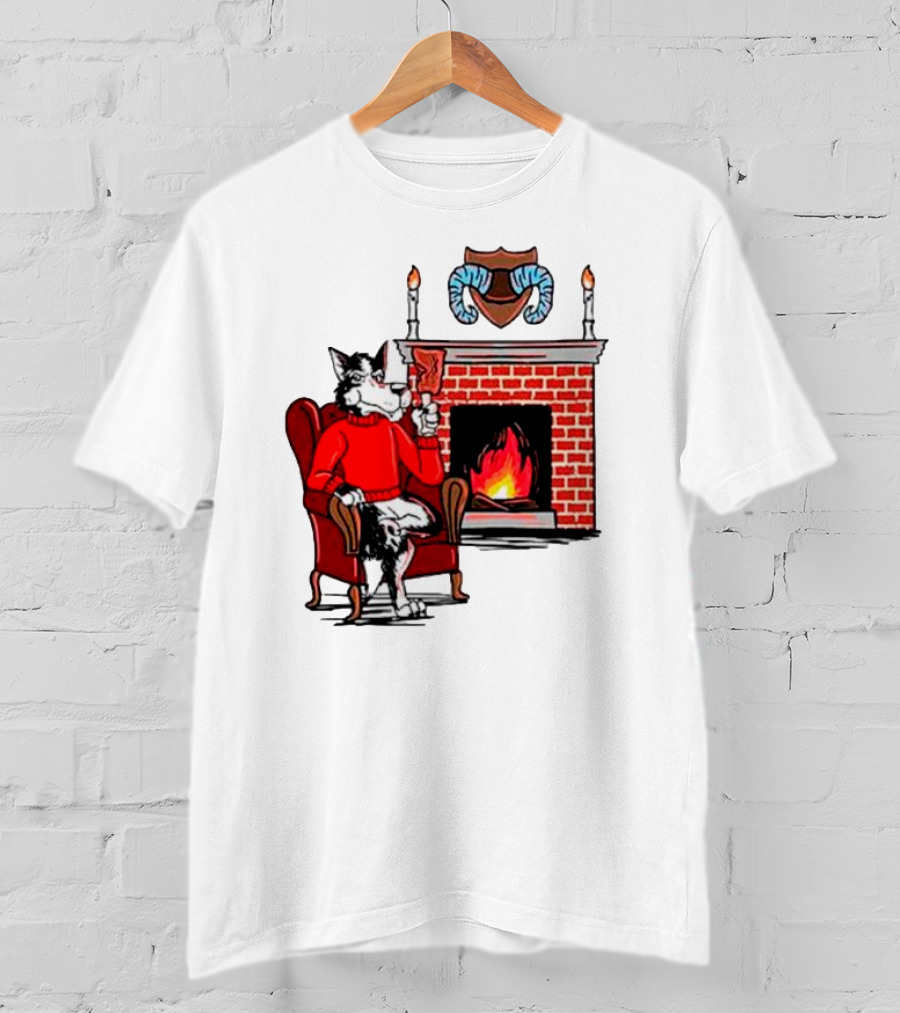 NC State Wolfpack Relaxing By Fireplace Victory Scene T-Shirt