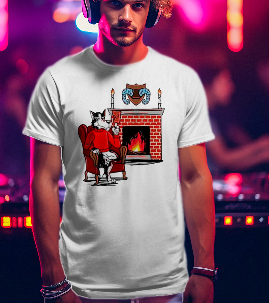 NC State Wolfpack Relaxing By Fireplace Victory Scene T-Shirt