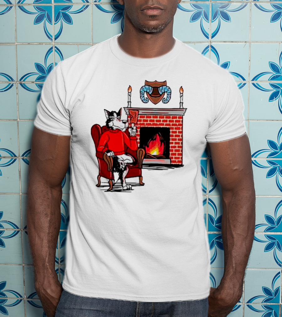 NC State Wolfpack Relaxing By Fireplace Victory Scene T-Shirt
