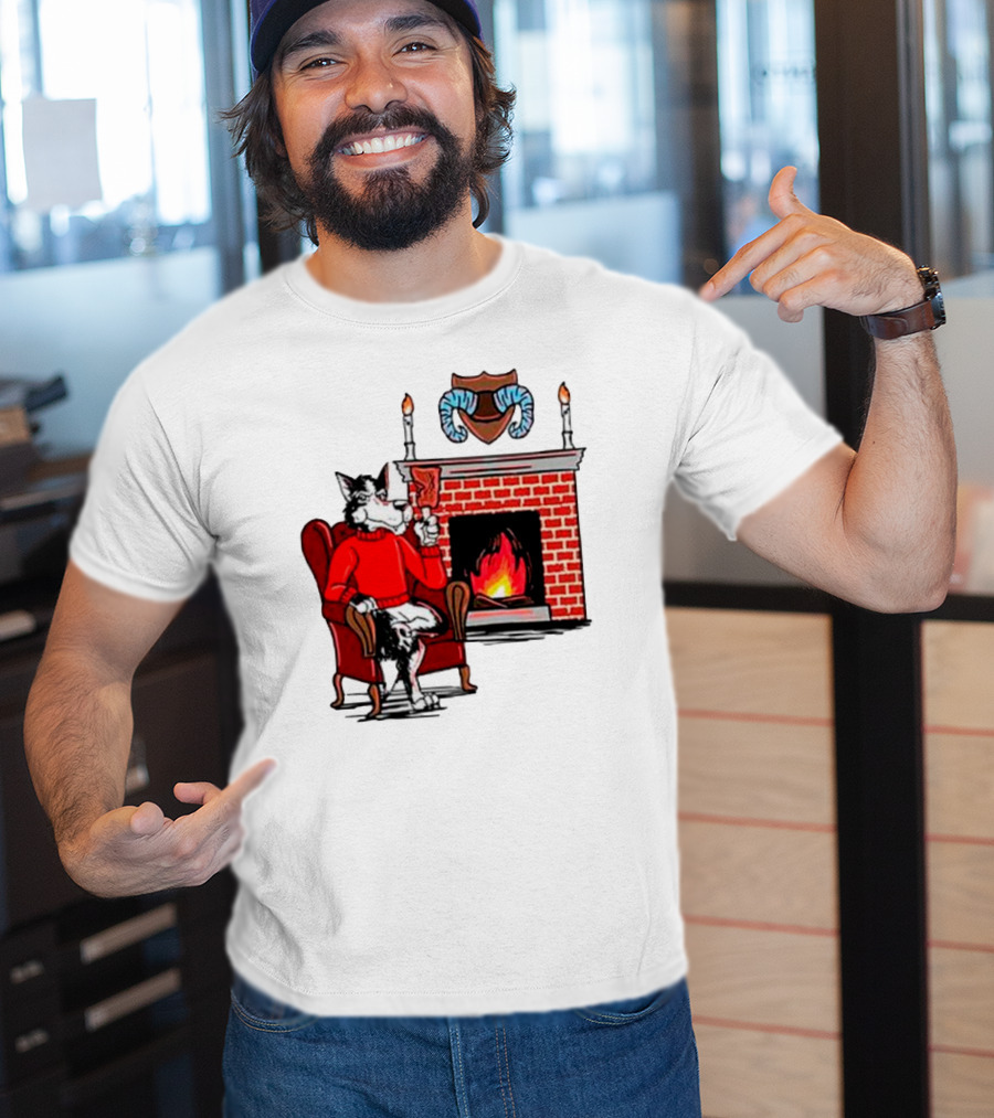 NC State Wolfpack Relaxing By Fireplace Victory Scene T-Shirt