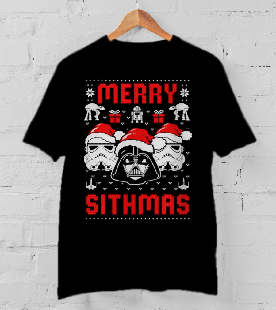 Merry Sithmas The Mandalorian Ugly Darth Vader Stormtrooper Christmas Star Wars T-Shirt