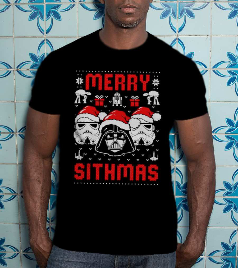 Merry Sithmas The Mandalorian Ugly Darth Vader Stormtrooper Christmas Star Wars T-Shirt