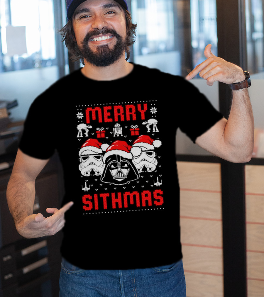 Merry Sithmas The Mandalorian Ugly Darth Vader Stormtrooper Christmas Star Wars T-Shirt