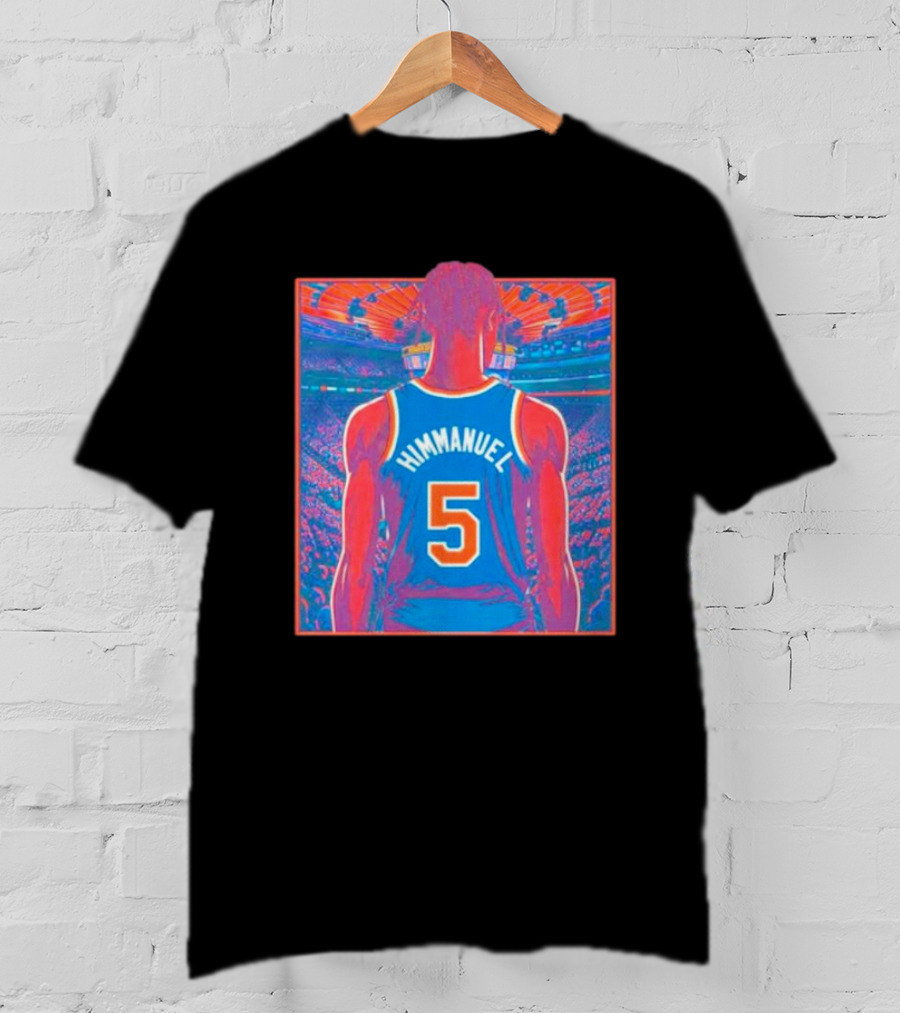Immanuel Quickley Number 5 New York Knicks Vibrant Basketball Arena Scene T-Shirt