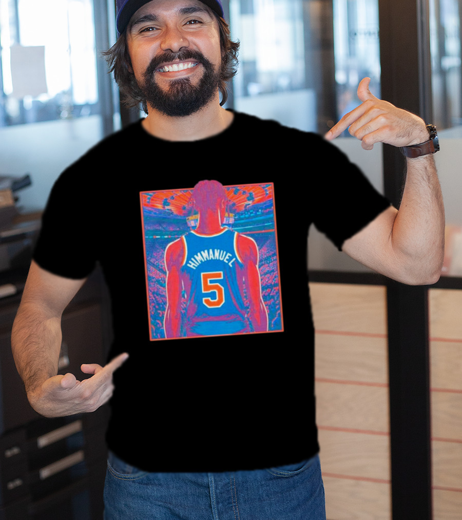 Immanuel Quickley Number 5 New York Knicks Vibrant Basketball Arena Scene T-Shirt