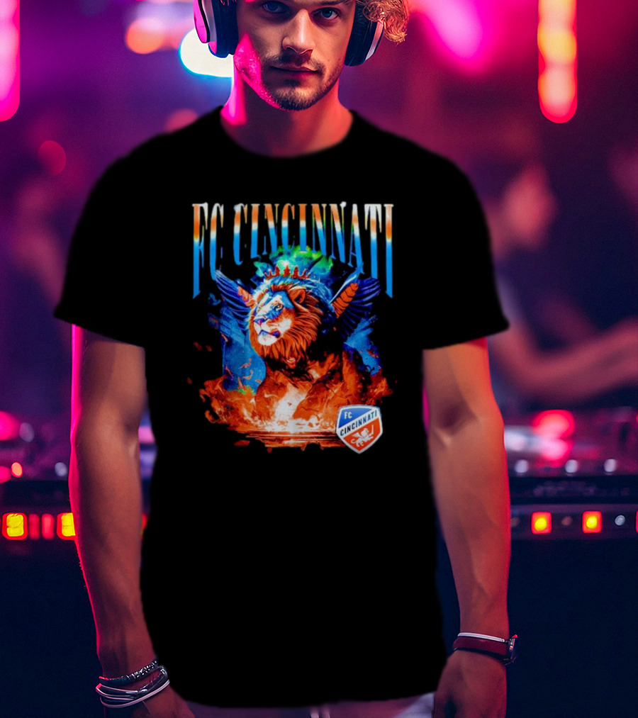 FC Cincinnati Winged Lion Fiery Crest T-Shirt