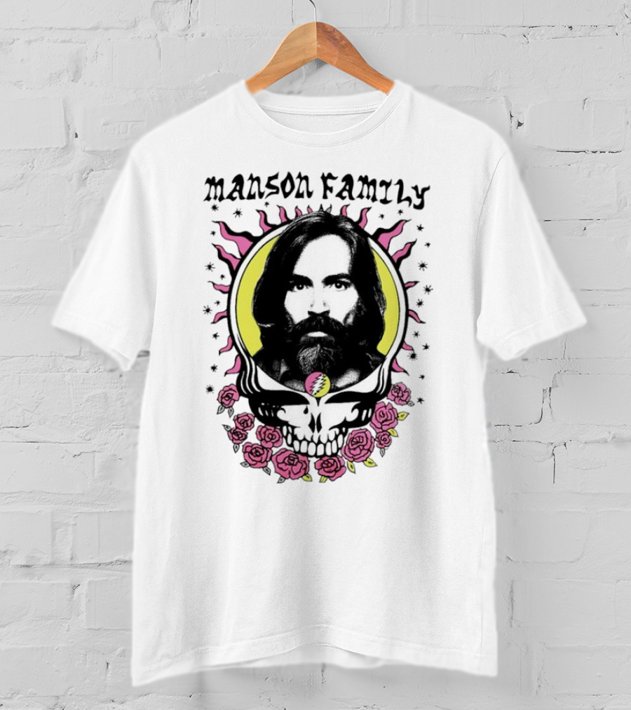 Manson Family Skull Roses Artwork With Grateful Dead T-Shirt