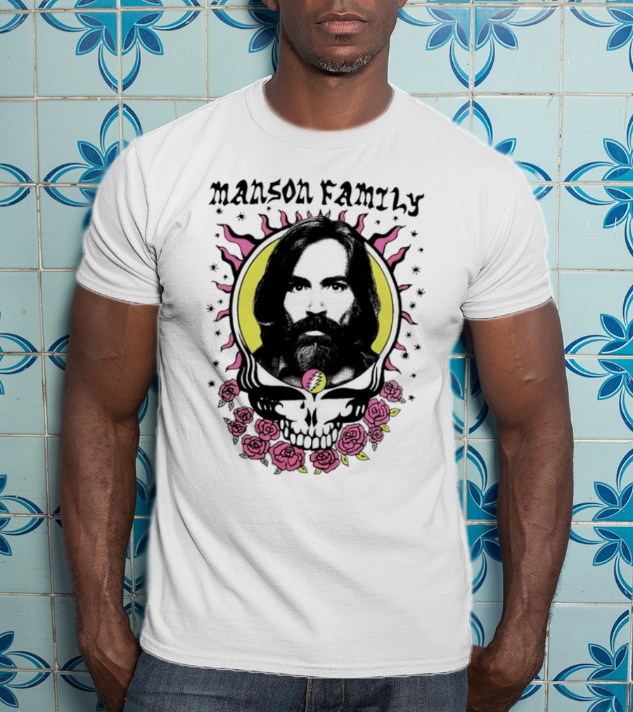 Manson Family Skull Roses Artwork With Grateful Dead T-Shirt