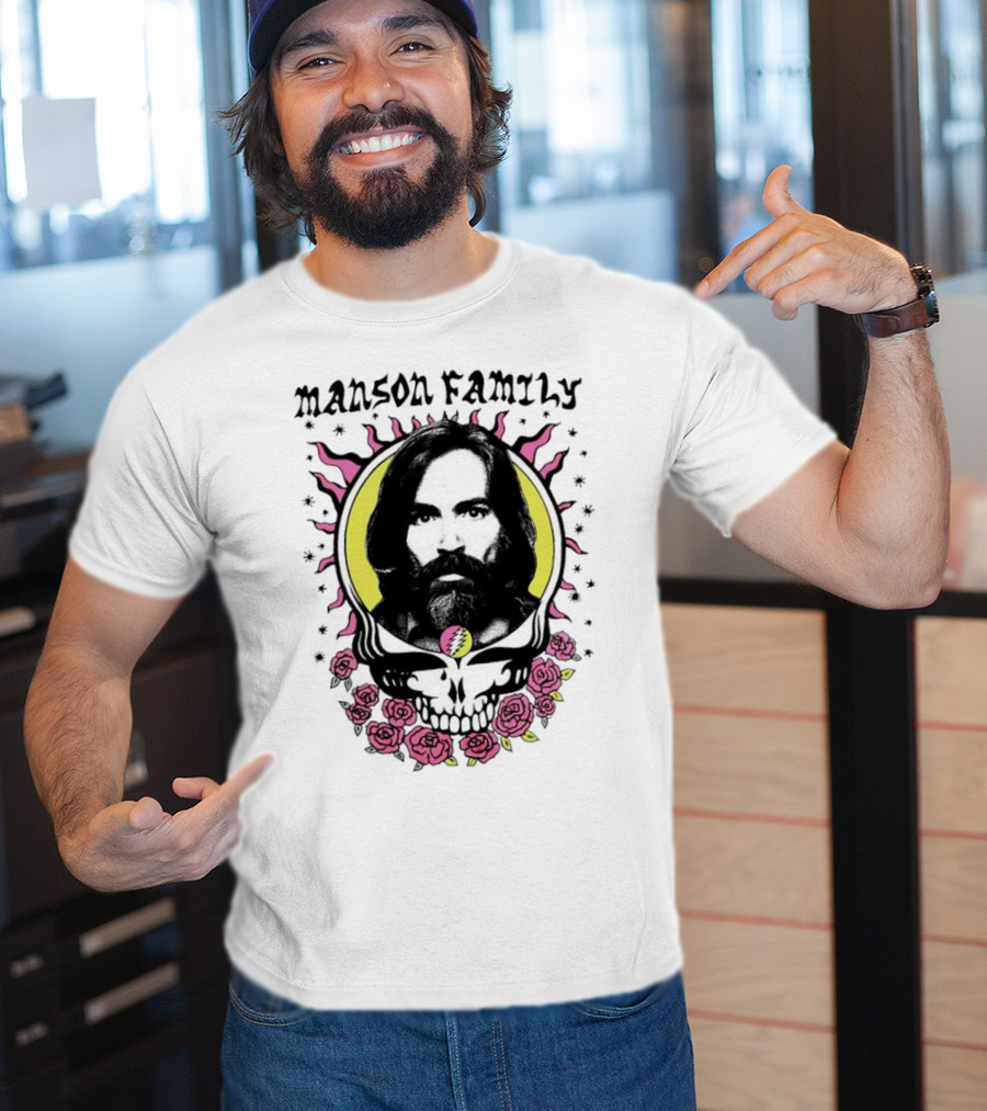 Manson Family Skull Roses Artwork With Grateful Dead T-Shirt