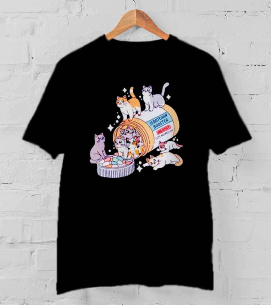 Serotonin Booster Cats Cute Antidepressant Kittens Happiness T-Shirt