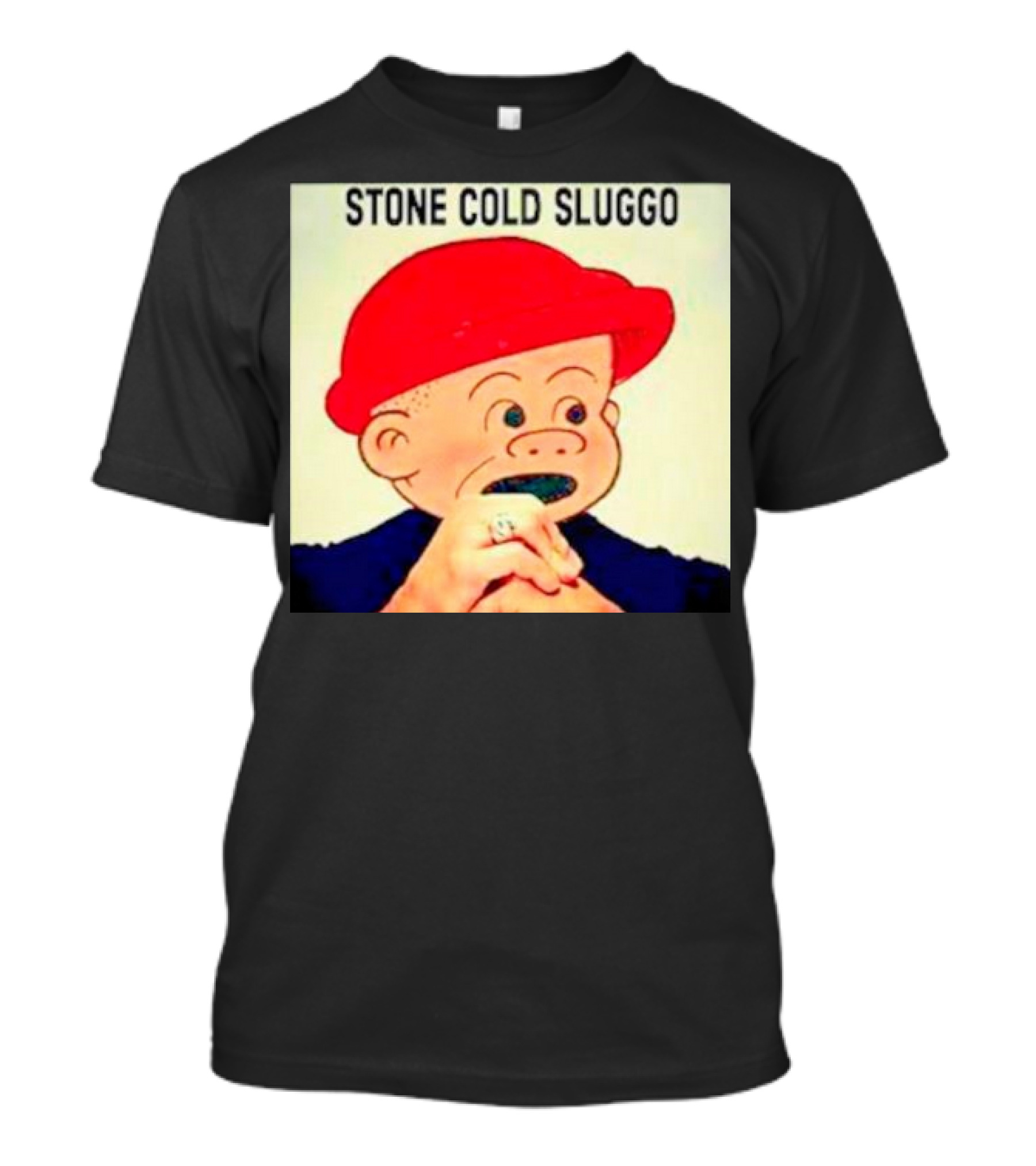 Stone Cold Sluggo Red Hat Character Hand Gesture T-Shirt