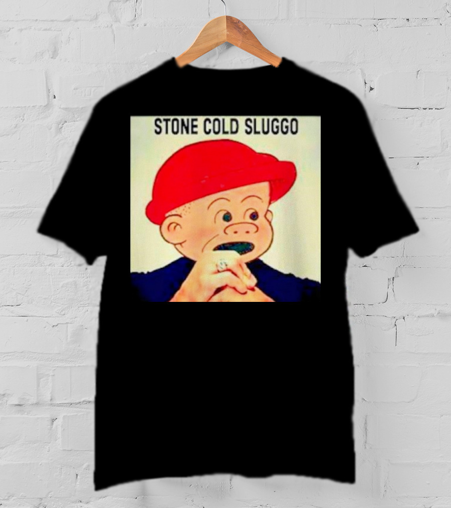 Stone Cold Sluggo Red Hat Character Hand Gesture T-Shirt